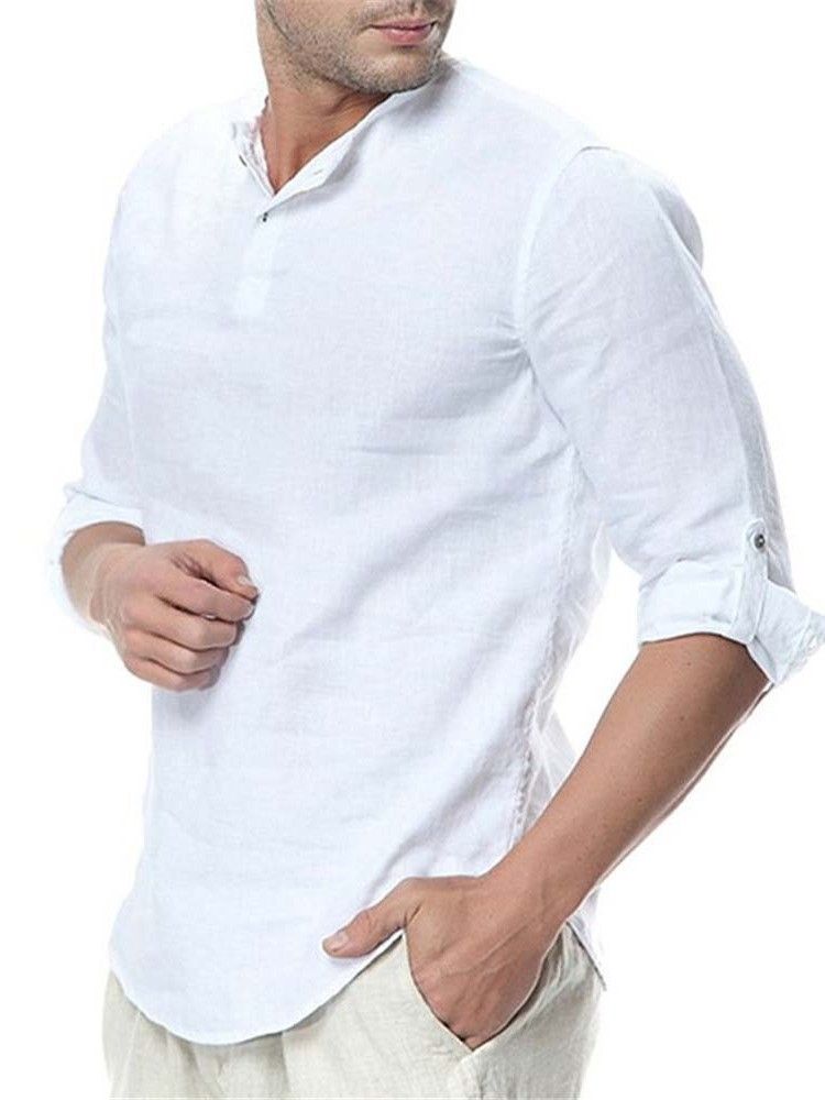 Camisa Slim Casual Liso Masculino