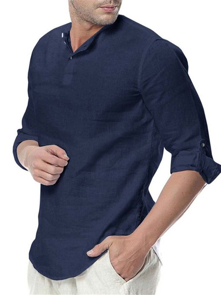 Camisa Slim Casual Liso Masculino