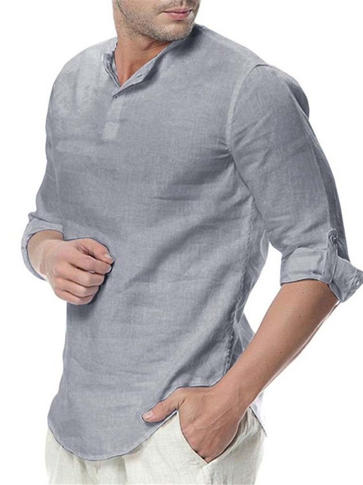 Camisa Slim Casual Liso Masculino