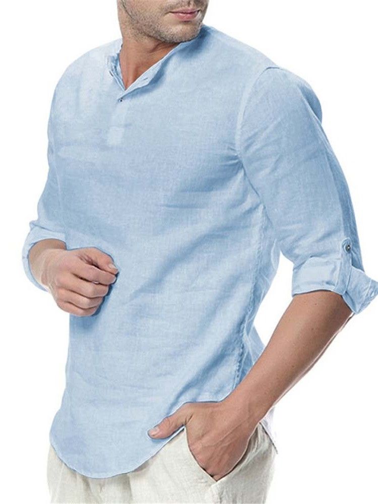 Camisa Slim Casual Liso Masculino