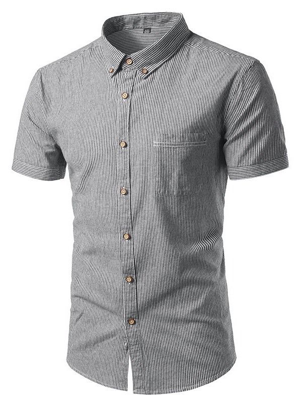 Camisa Slim Masculina De Botão Casual Listrada