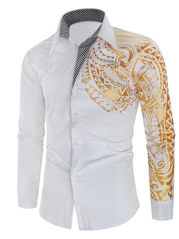 Camisa Slim Masculina Com Estampa Casual Floral