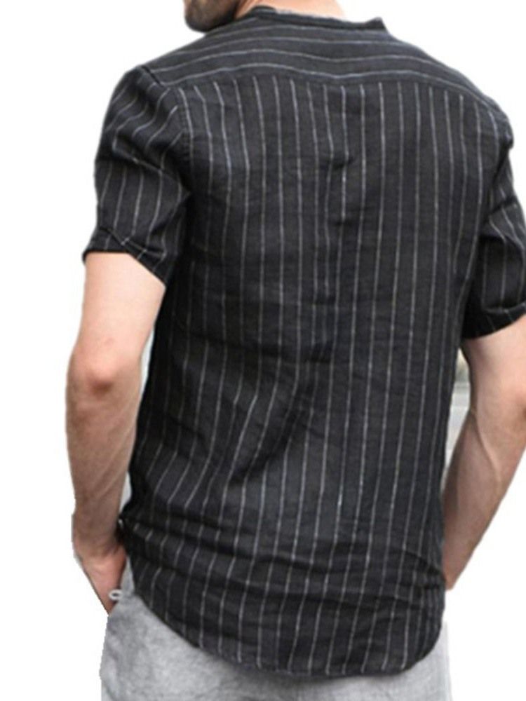 Camisa Slim Masculina Com Estampa De Listras