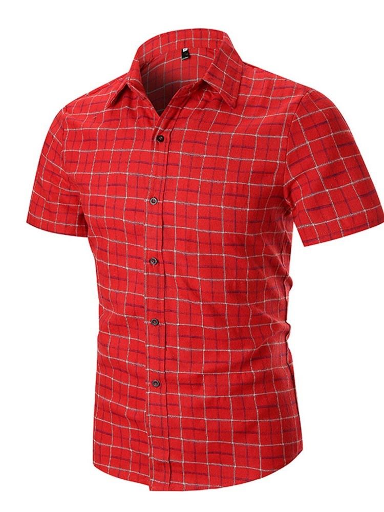 Camisa Slim Masculina Estampa Casual Xadrez De Peito Único