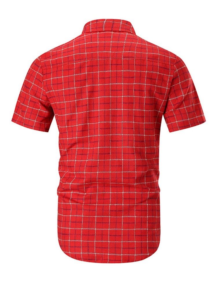 Camisa Slim Masculina Estampa Casual Xadrez De Peito Único