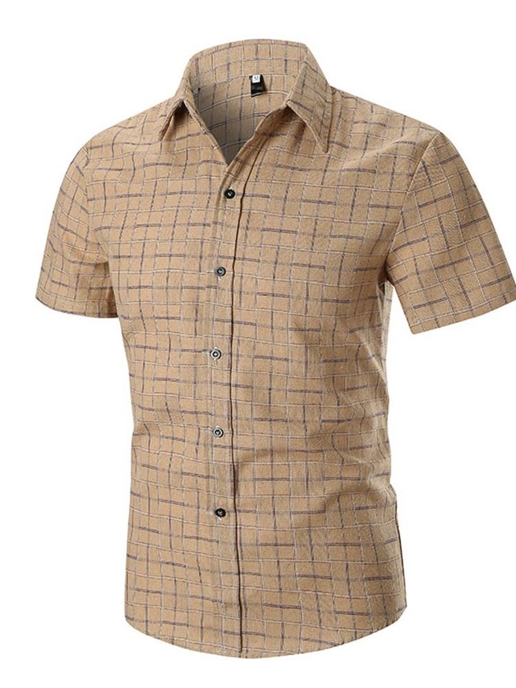 Camisa Slim Masculina Estampa Casual Xadrez De Peito Único