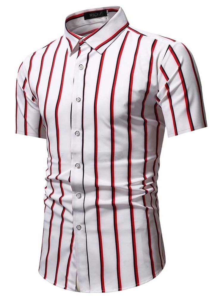 Camisa Slim Masculina De Lapela Com Botão De Lapela Com Peito Único