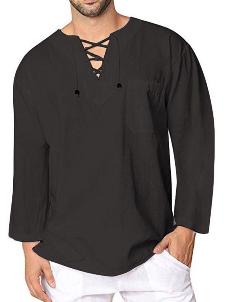 Camisa Solta Casual Masculina De Renda Lisa