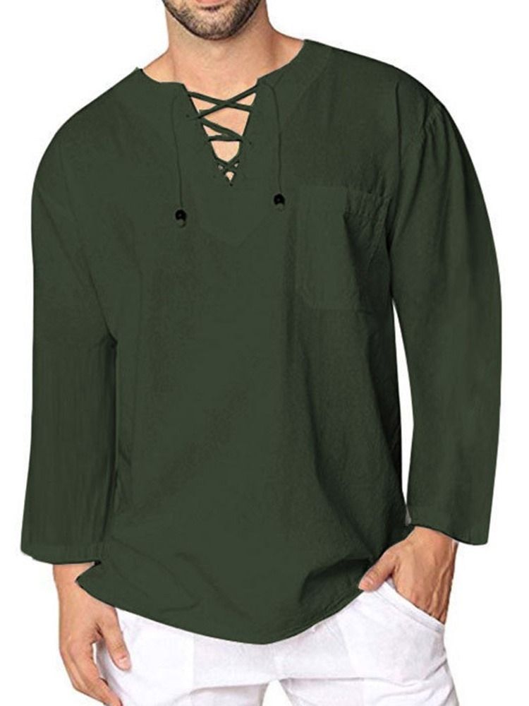 Camisa Solta Casual Masculina De Renda Lisa