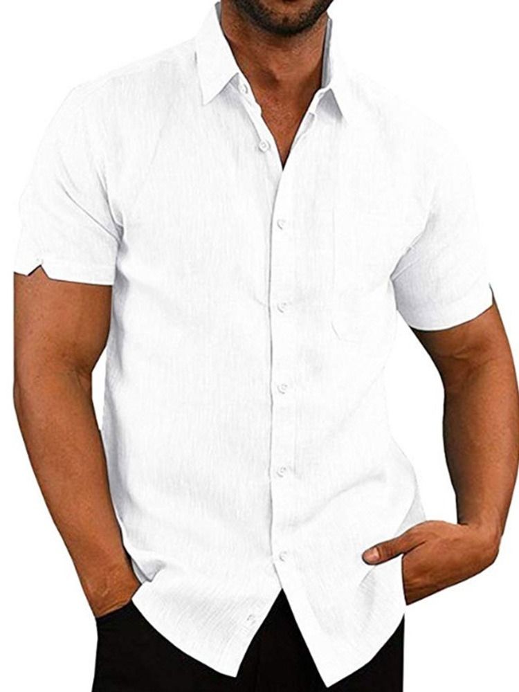 Camisa Solta Masculina Casual Com Botão De Lapela De Peito Único