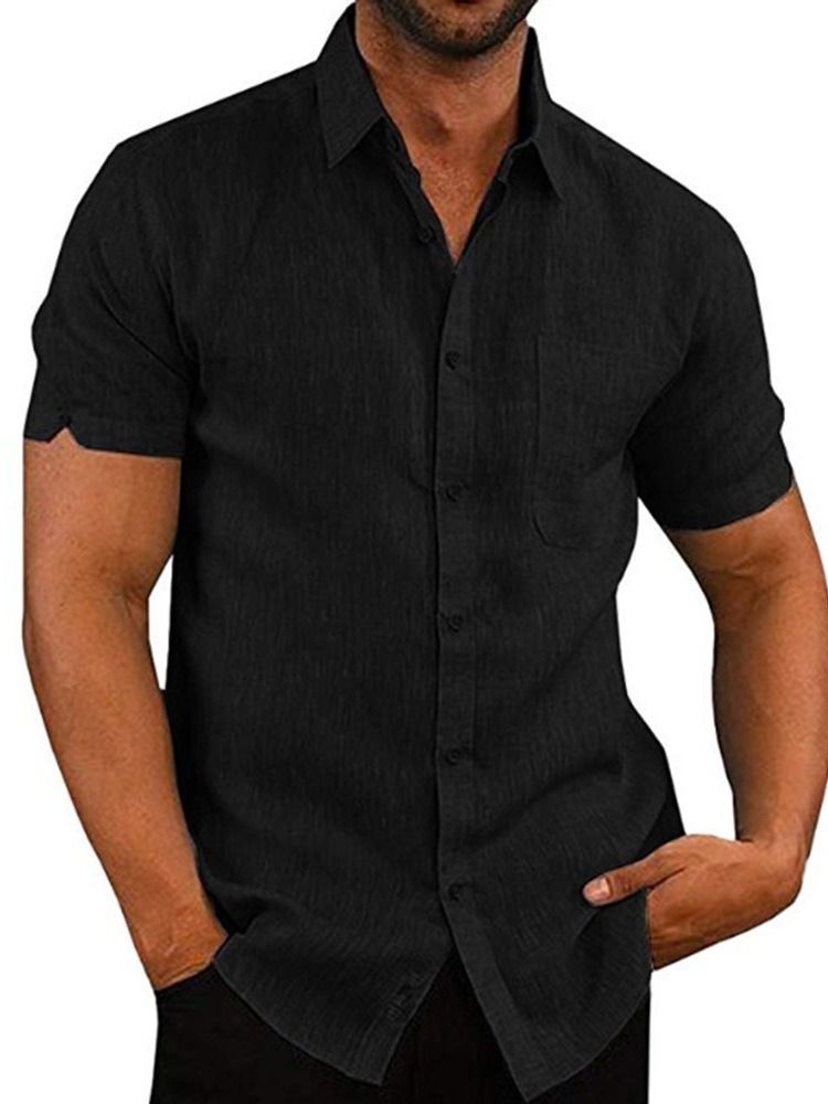 Camisa Solta Masculina Casual Com Botão De Lapela De Peito Único