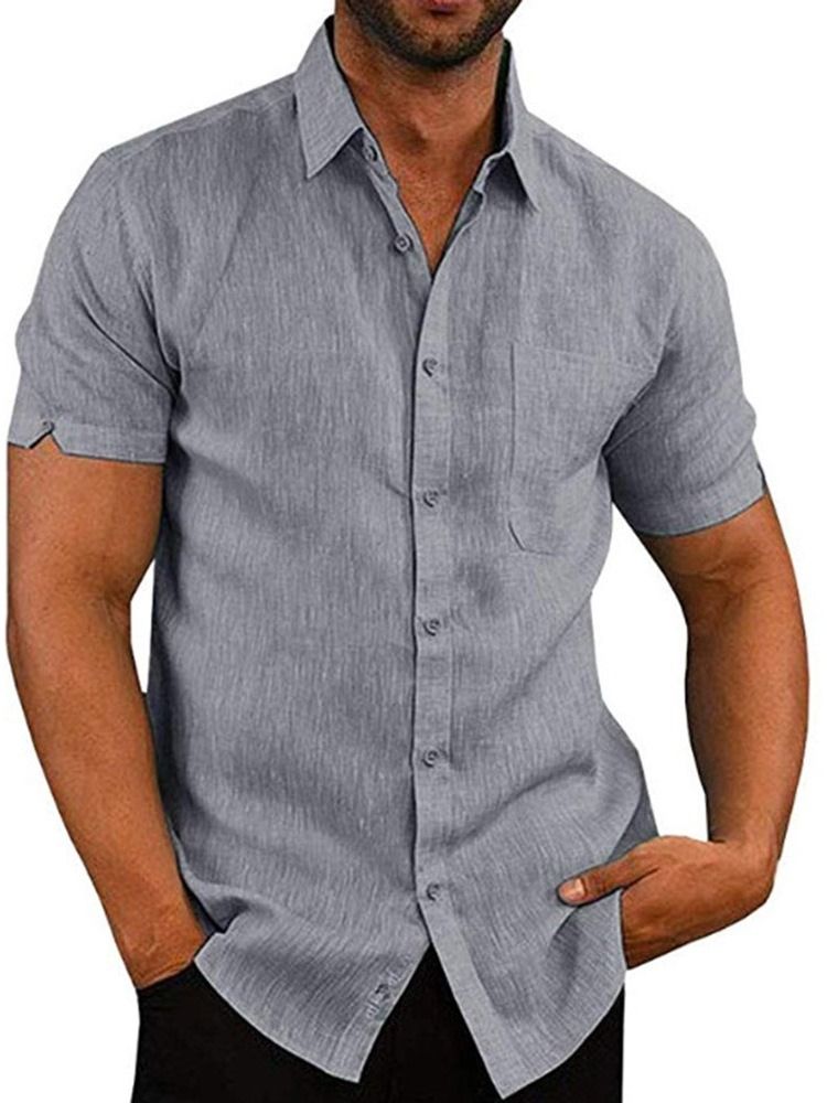 Camisa Solta Masculina Casual Com Botão De Lapela De Peito Único