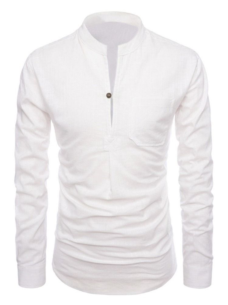 Camisa Solta Masculina Coreana Com Bolso Liso