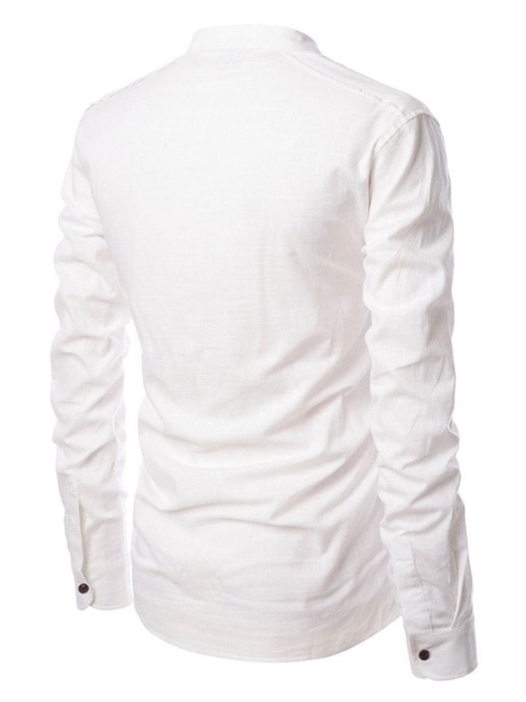 Camisa Solta Masculina Coreana Com Bolso Liso