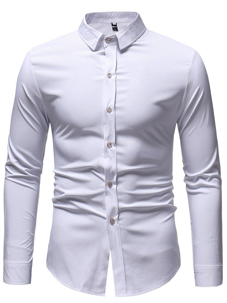 Camisas Masculinas Justas E Finas Impressas Com Botões