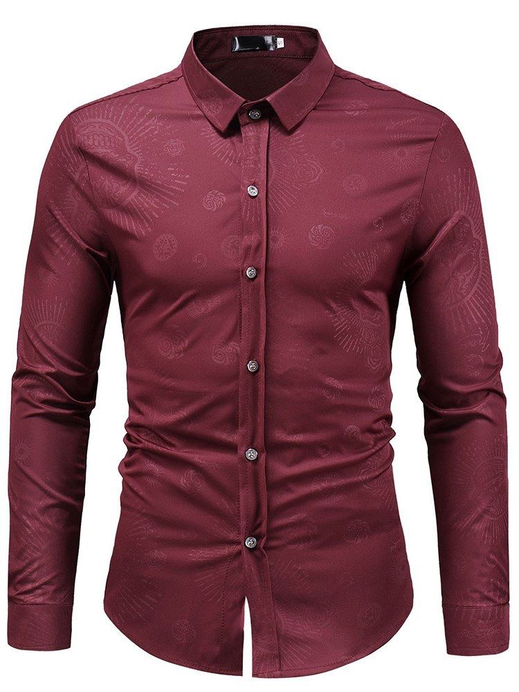 Camisas Masculinas Justas E Finas Impressas Com Botões