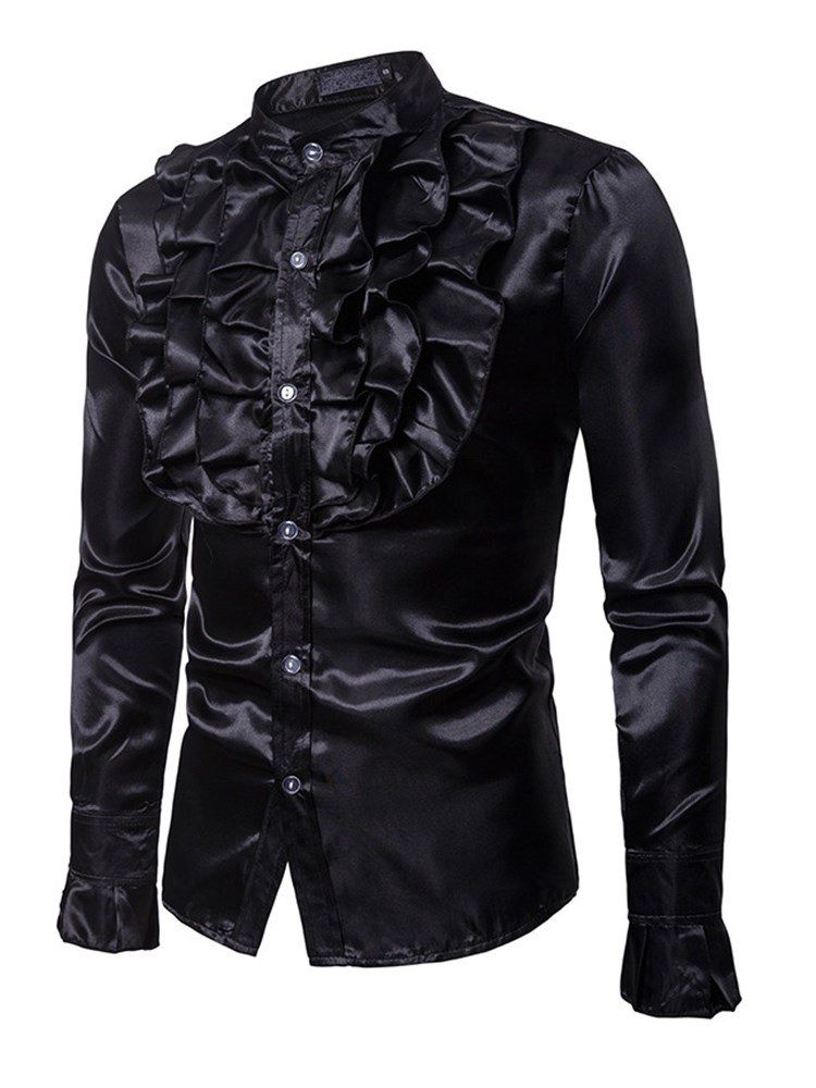 Camisas De Traje De Festa Masculinas Plissadas Finas E Plissadas