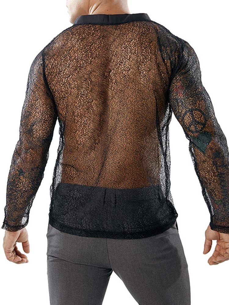 Camisetas Masculinas Sensuais Transparentes Com Decote Em V Profundo