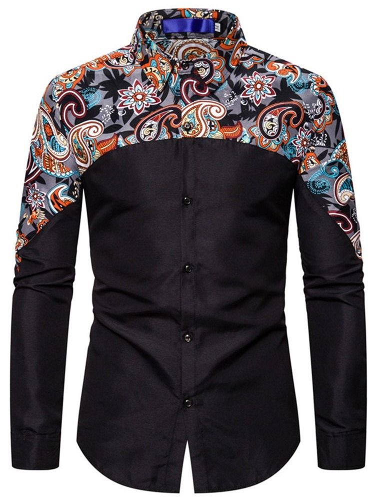 Estampa Camisa Floral Casual Masculina Com Peito Único