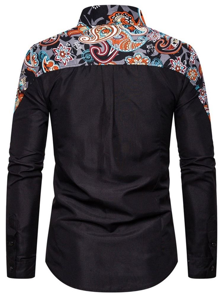 Estampa Camisa Floral Casual Masculina Com Peito Único