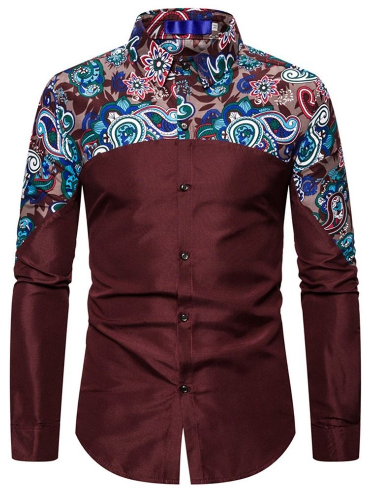 Estampa Camisa Floral Casual Masculina Com Peito Único