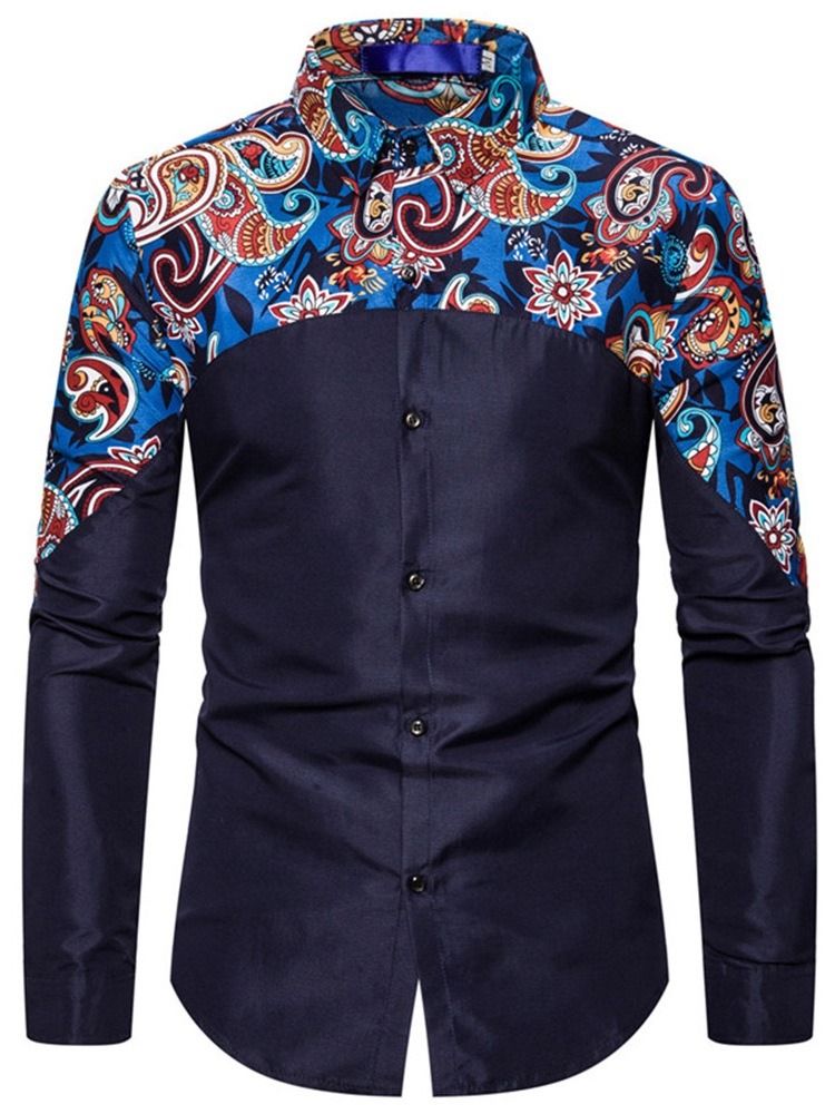 Estampa Camisa Floral Casual Masculina Com Peito Único