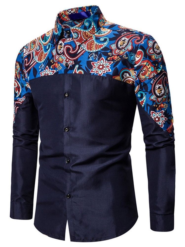 Estampa Camisa Floral Casual Masculina Com Peito Único