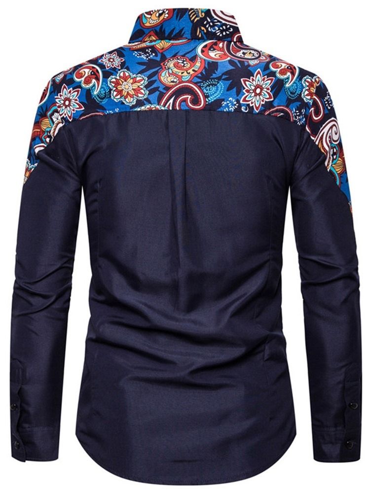 Estampa Camisa Floral Casual Masculina Com Peito Único