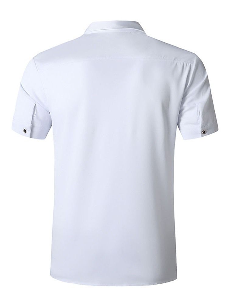 Estampa Casual Blusa De Cor Bloco De Outono De Uma Camisa Masculina