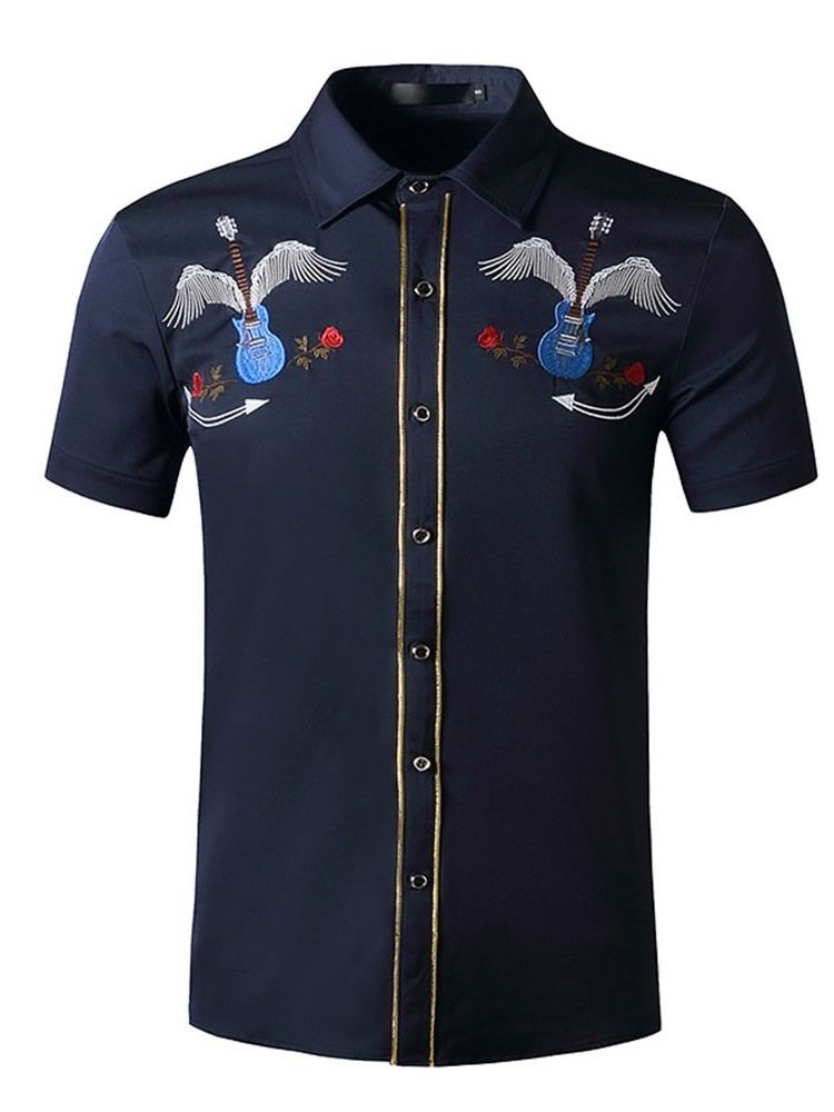 Estampa Casual Blusa De Cor Bloco De Outono De Uma Camisa Masculina