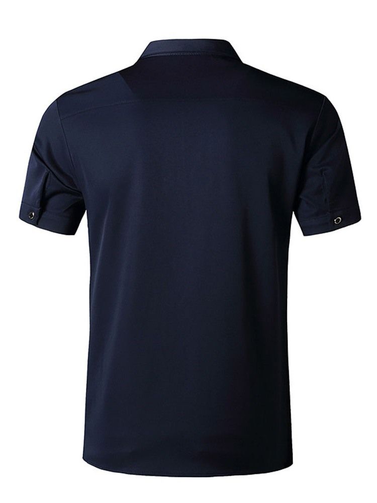 Estampa Casual Blusa De Cor Bloco De Outono De Uma Camisa Masculina