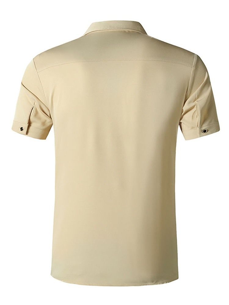 Estampa Casual Blusa De Cor Bloco De Outono De Uma Camisa Masculina