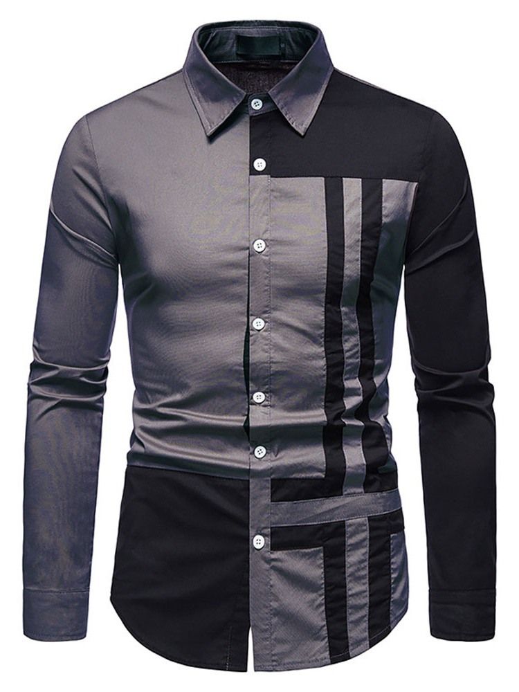 Homem Xadrez Casual Patchwork Single Breasted Camiseta Feminina Slim