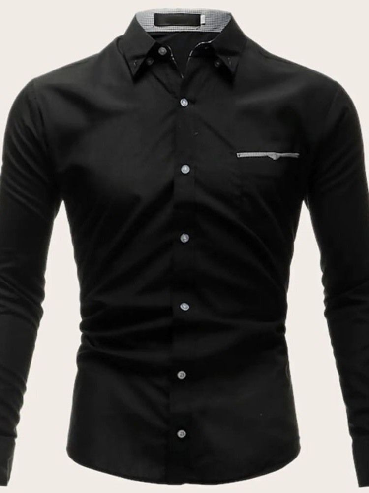 Lapel Color Block Casual Slim Masculino Camisa De Verão