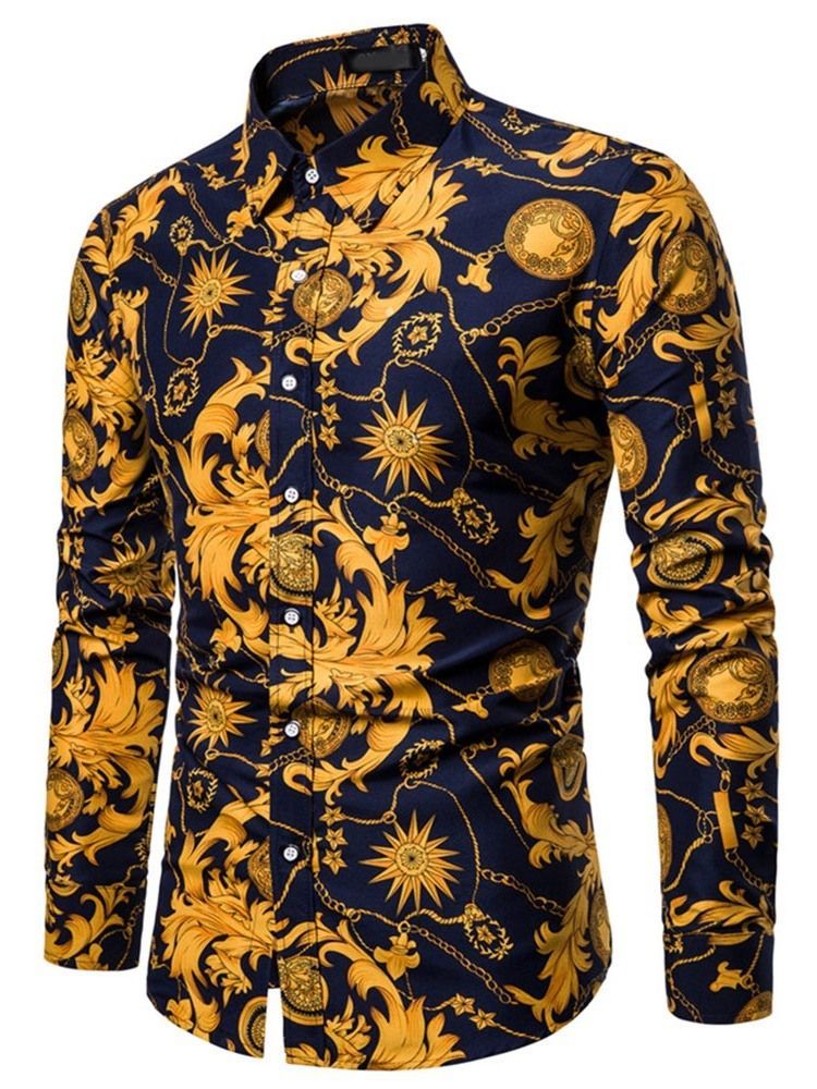 Lapela Masculina Floral Casual Feminina Camisa Fina De Primavera