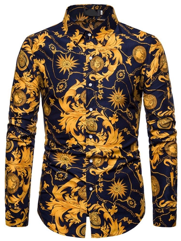 Lapela Masculina Floral Casual Feminina Camisa Fina De Primavera