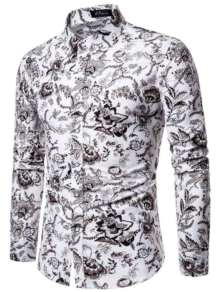 Lapela Masculina Floral Casual Feminina Camisa Fina De Primavera