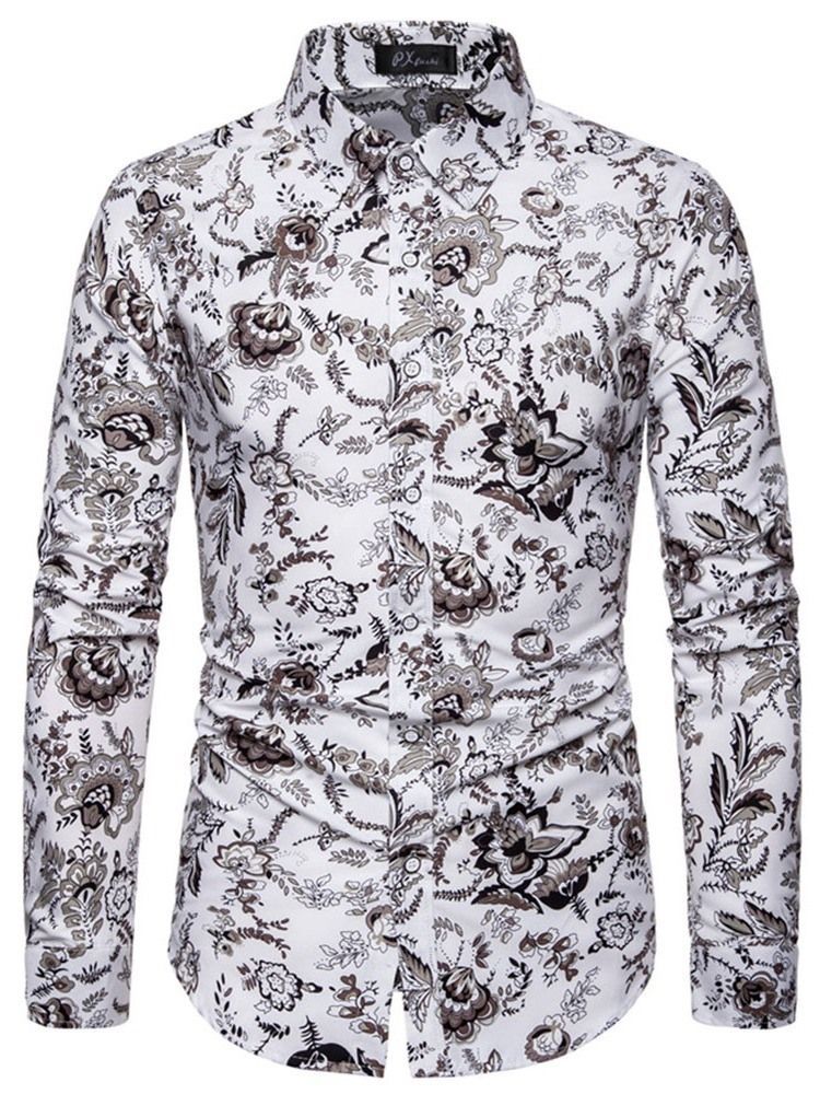 Lapela Masculina Floral Casual Feminina Camisa Fina De Primavera