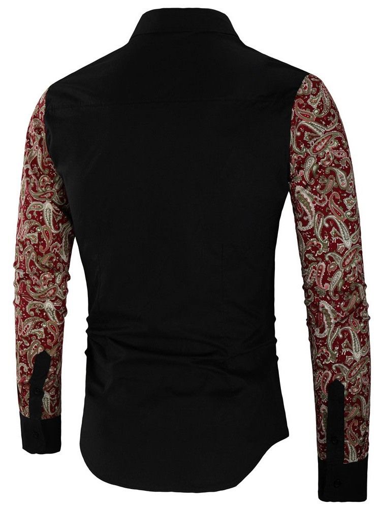 Masculino Floral Patchwork Lapel Feminino Slim Fall Shirt