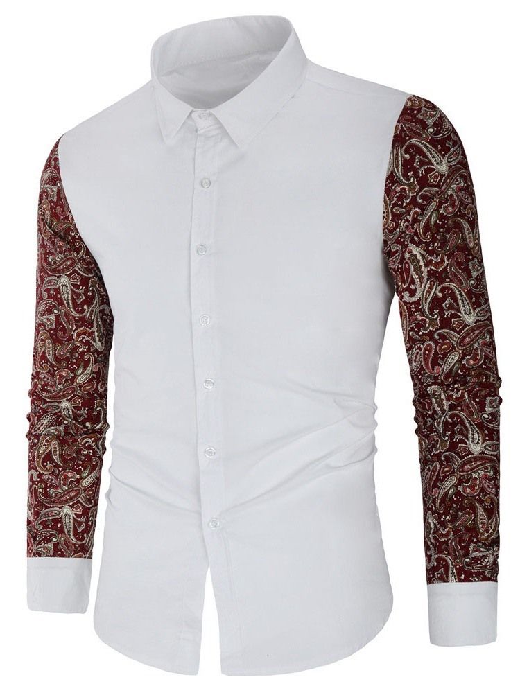 Masculino Floral Patchwork Lapel Feminino Slim Fall Shirt