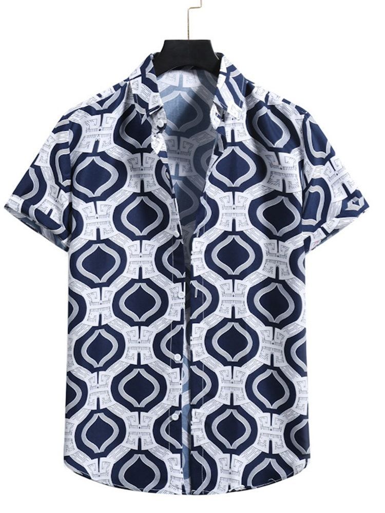 Patchwork Lapela Casual Casual Outono Camisa Masculina