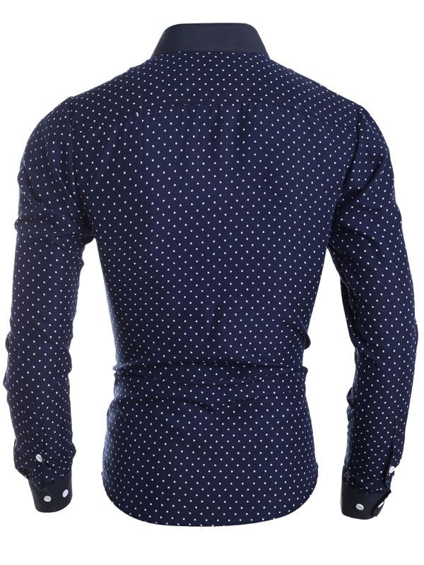 Roupas Masculinas Polka Dots Star Impresso Camisa Slim Fit