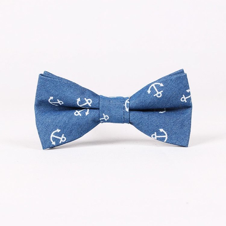 Estilo Retro Denim Bowtie Para Homens