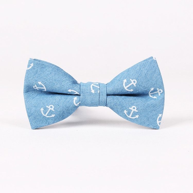 Estilo Retro Denim Bowtie Para Homens