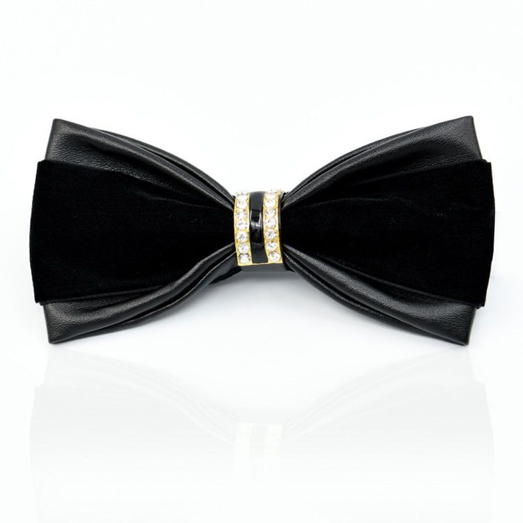 Velvet Diamante Ring Bow Tie Masculino