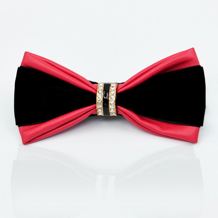 Velvet Diamante Ring Bow Tie Masculino