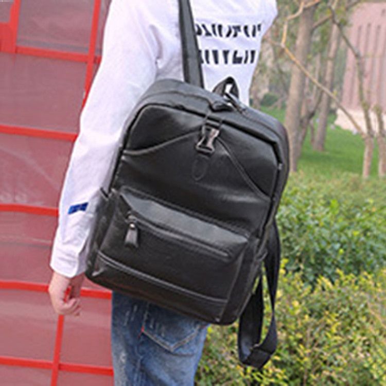 Mochilas Casuais De Fio De Pu Liso Masculino