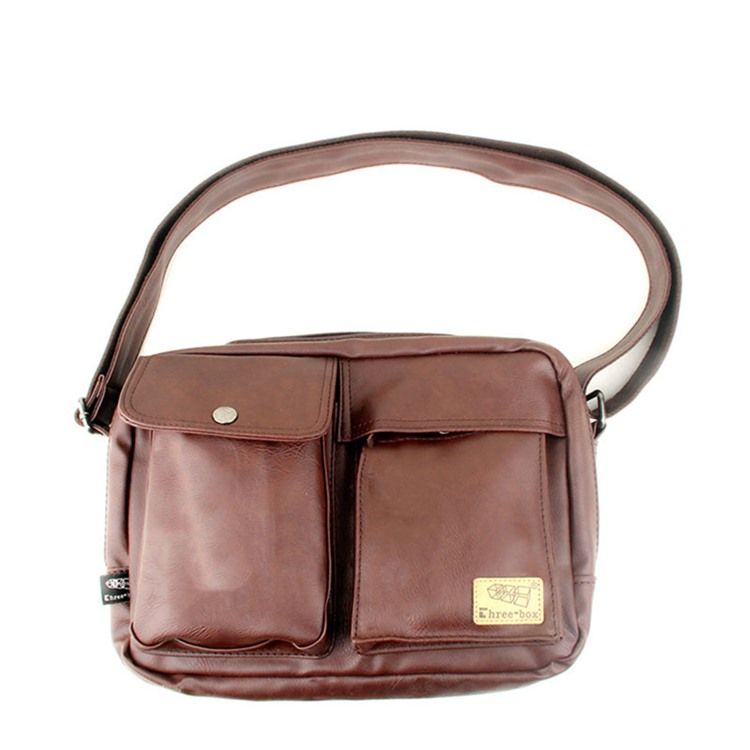 Sacos Crossbody Masculino De Fio Simples De Pu Quadrado