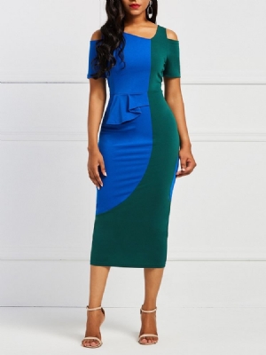 Bodycon Color Block Pullover Vestido Feminino