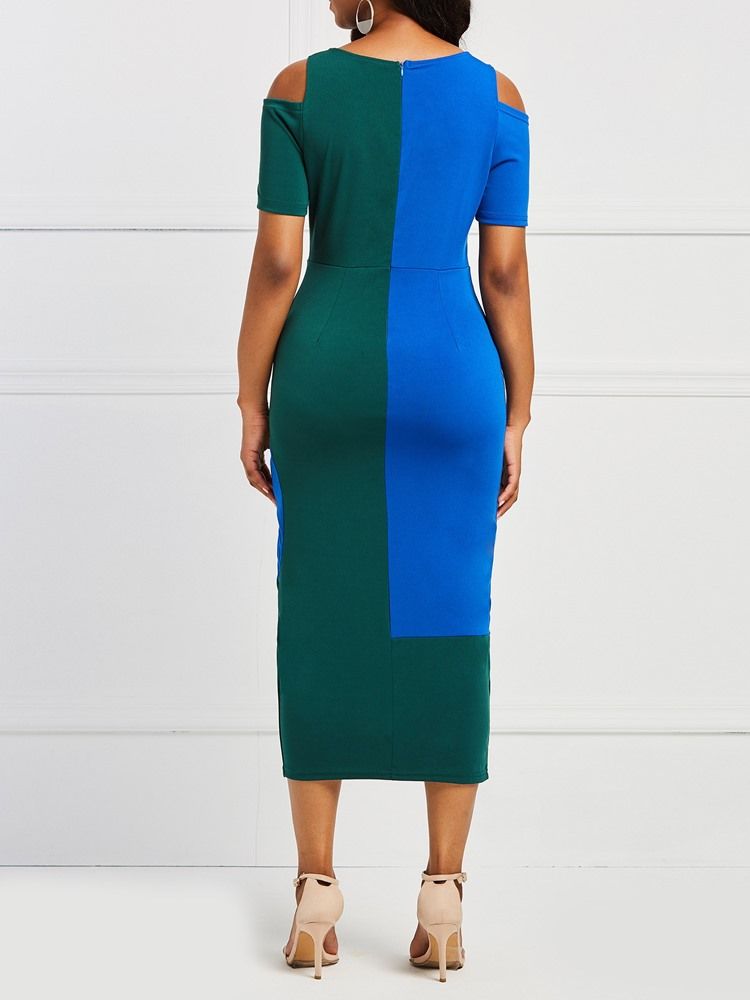 Bodycon Color Block Pullover Vestido Feminino